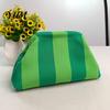 Large Capacity Cosmetic Pouch Woven Striped Clutch Purse for Woman, Pouch, Portable Knit Dumpling Bag, Kiss Lock Handbag Evening, Party