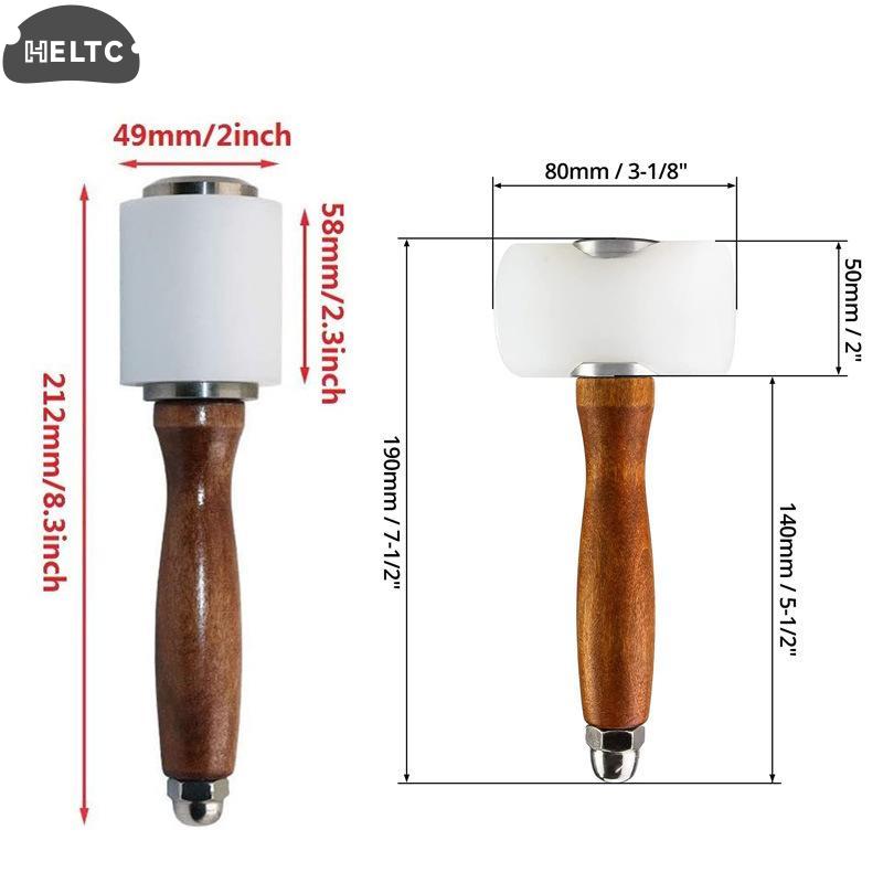 1PC Leather Carving Hammer Durable Nylon Mallet Wooden Handle for Artisan Leathercraft DIY Crafting and Tooling
