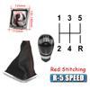 For Ford Focus MK2 2005-2012 Gear Shift Knob & Dust Boot 5/6 Speed Replacement Shifter Cover Black Red Stitching