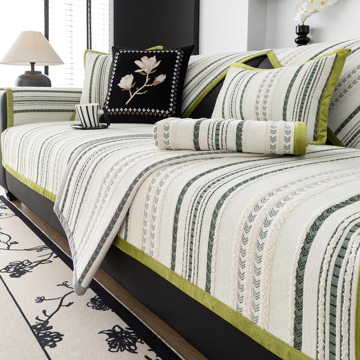 

Чехлы для диванов Line Jacquard Chenille, роскошные нескользящие мягкие чехлы для диванов, полотенец, подушек, чехлы для гостиной, современный домашний декор 45x45cm pillowcase