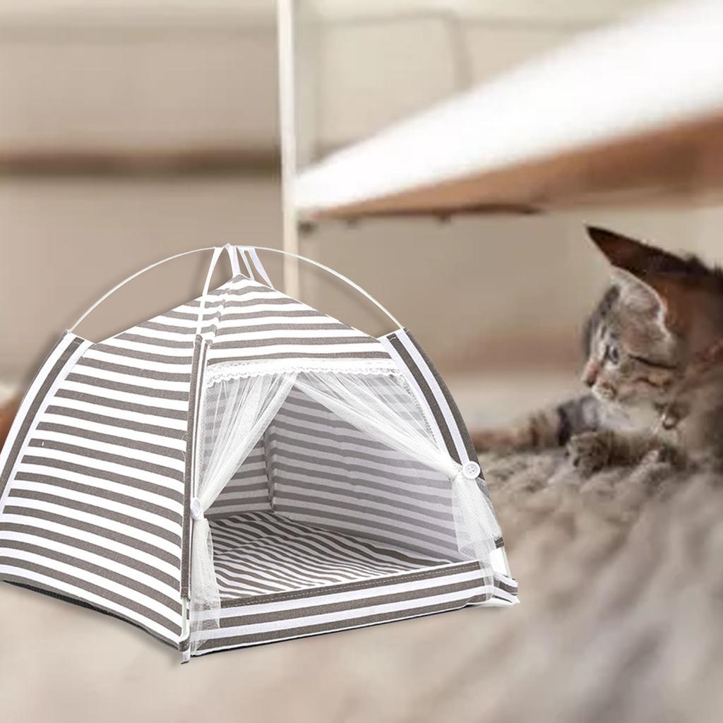 Warm Pet Sleeping Tent Removable Cotton Linen Pet Indoor Tent for Cats Dogs Small and Medium Sized