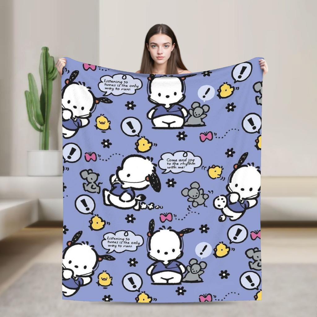Pochacco Dog Pattern Blanket Cartoon  Plush Throw Blankets Airplane Travel Printed Soft Warm Bedsprea