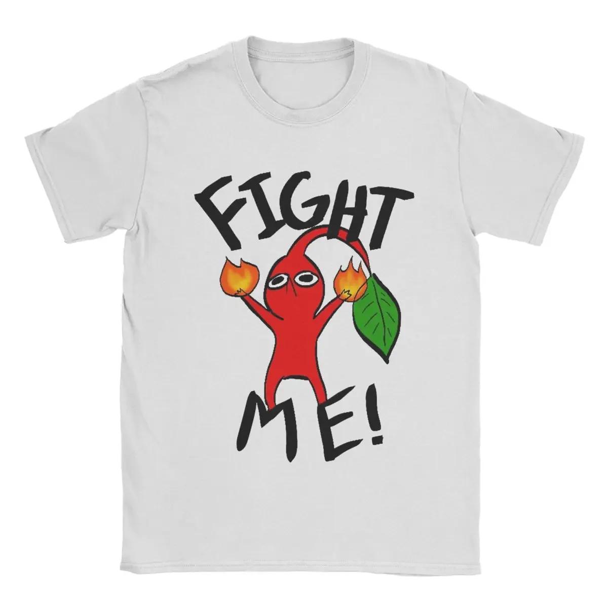 

Футболки с красными пикминами Fight Me для женщин, чисто новиночные футболки, футболки с круглым вырезом, топы с коротким рукавом, футболки с принтами, Харадзюку, винтажные S