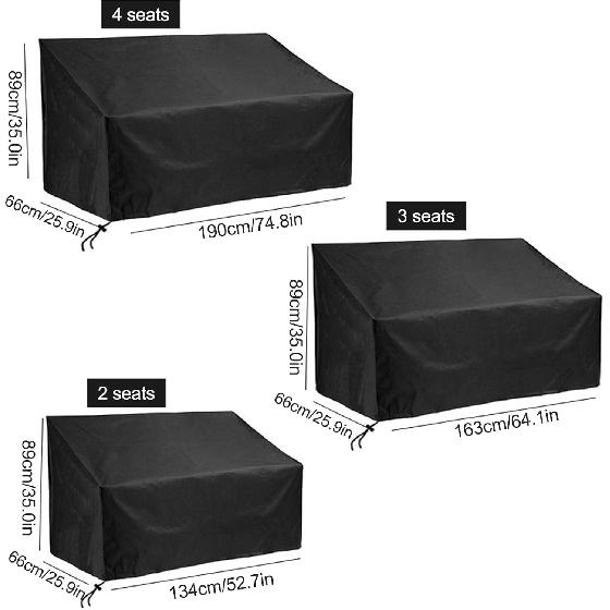 Outdoor Patio Furniture Covers, 2 Seater Garden Bench Cover Waterproof Patio Seat Cover Chair Cover Oxford Cloth Lawn Patio Couch Cover 52 * 26 * 35