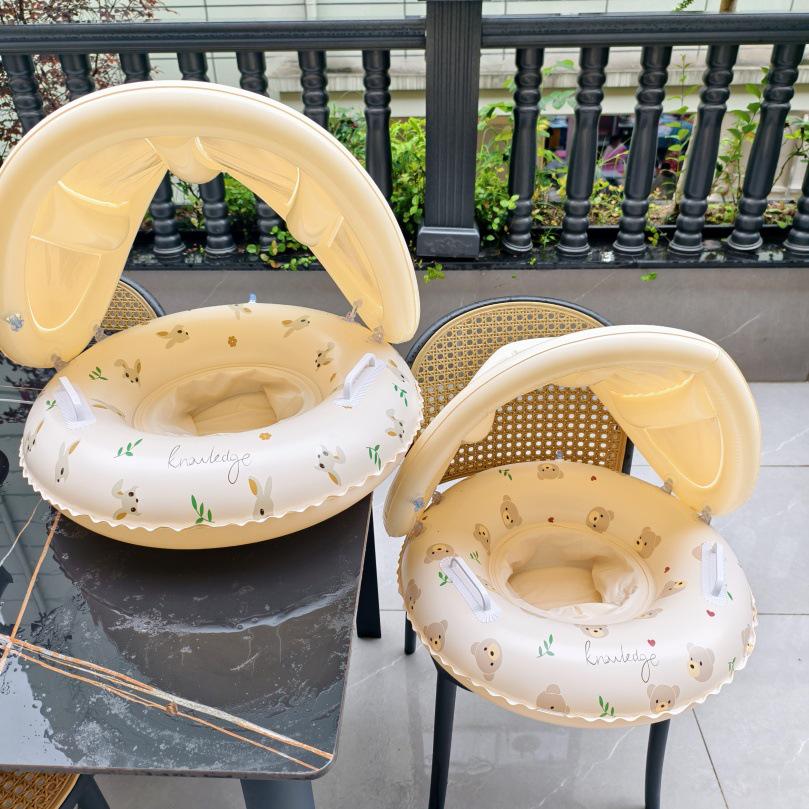 Large Toddler Boat-Themed Swimming Ring with Canopy & Steering Wheel