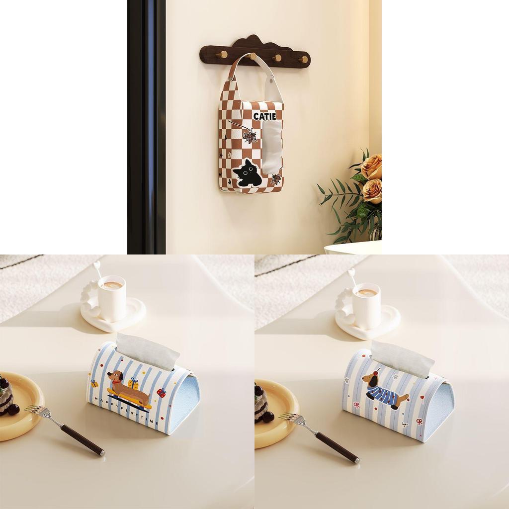 Cute Dog Car Tissue Holder With Material For Car Home Use