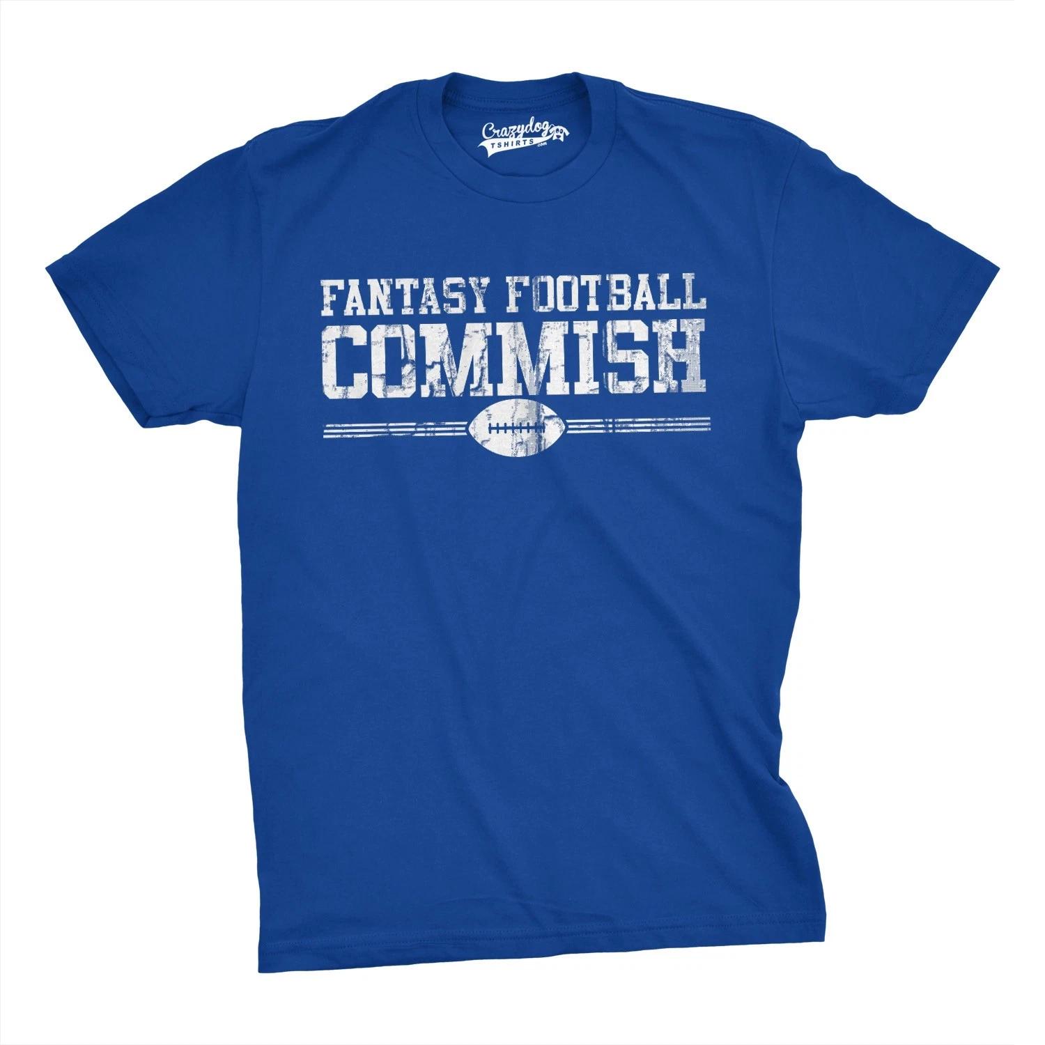 Mens Fantasy Football Commish T Shirt Funny Gift for Dad Game day Graphic Cool L