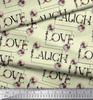 Soimoi Japan Crepe Satin Fabric Floral Love Text Fabric Prints By Metre 42 Inch