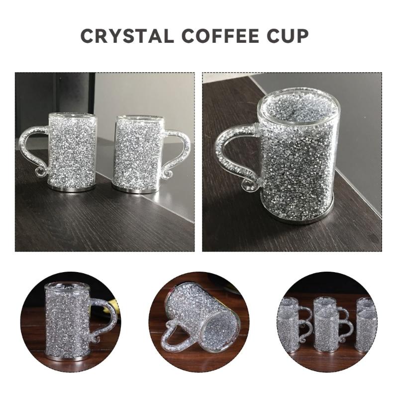 Crystal Glass Coffee Cup with Handle Double Layer Heat Insulation Water Tumblers Drinking Cups Wine Glasses Teas Cups