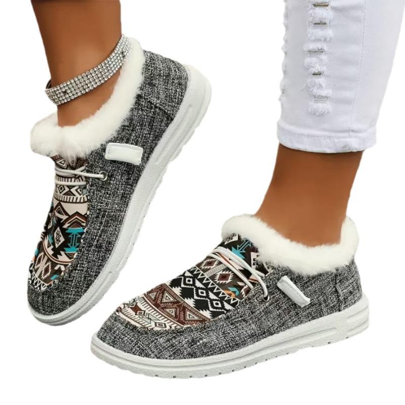 Fall/Winter 2025 New Lace-up Canvas Loafers Women's Shoes Versatile Flat Casual Shoes Women's Cloth Shoes Mom Shoes