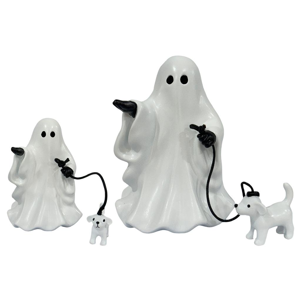 Halloween Ghost Walking Dog Statue Halloween Ghost Figurine Resin Ghost Statue Halloween Decorations Indoor