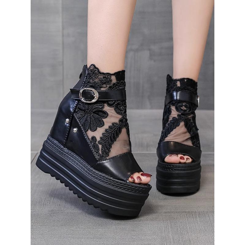 Fashion Fairy Style Thick Soled Sandals for Women Wearing Summer 12cm Thick Heels with Fashionable Beach Shoes