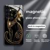 New Magnetic Tempered Glass Phone Case Featuring a Cat for Samsung Galaxy Note20/S20/S21/S22/S23/S24/S25/ Plus Ultra 5G