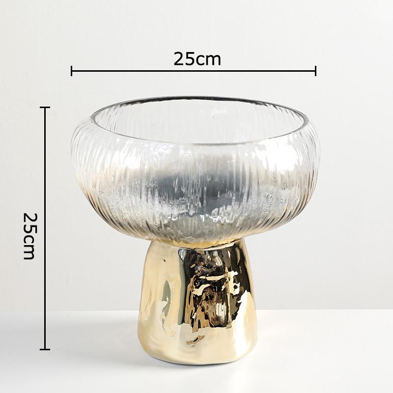 Gilded Transparent Glass Vase Wrinkled Texture Flower Pot Table Decoration Flowers Arrangement Floral Vases Room Aesthetic Decor