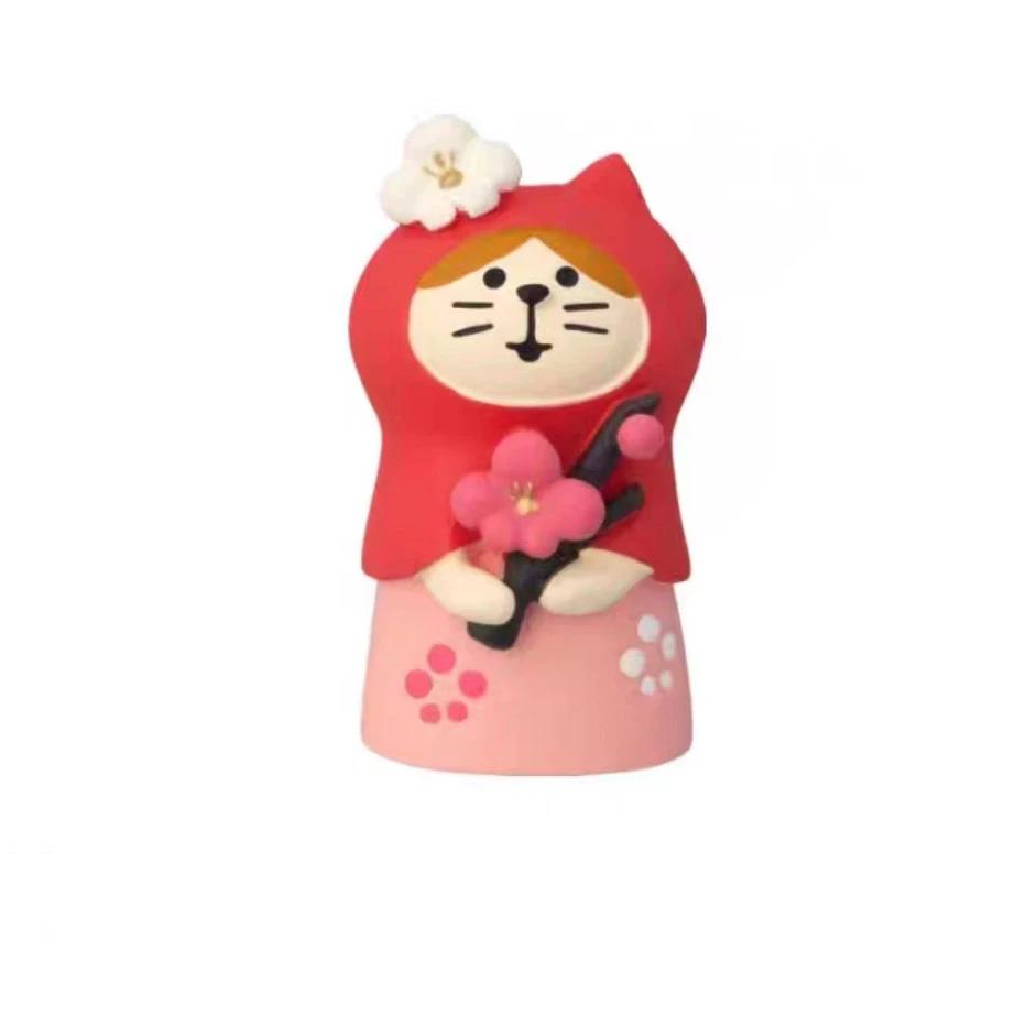 1pc Japanese Style Cute Cat Flower Appreciation ZAKKA Cherry Blossom Matcha INS Trendy Toy DIY Resin Handicraft Small Ornaments