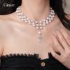 Zircon Cross Pearl Necklace Niche Collarbone Chain Exaggerated Exquisite Personality Necklace Women