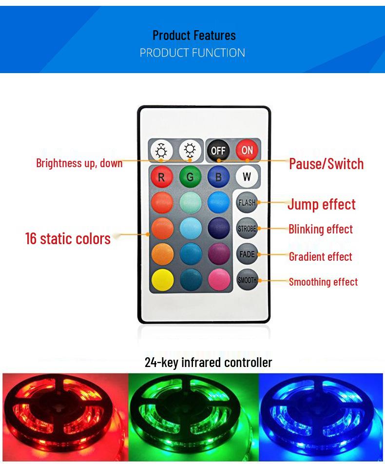 24-Tasten WiFi RGB LED Strip Controller mit IR-Fernbedienung & Smartphone-App-Kompatibilität