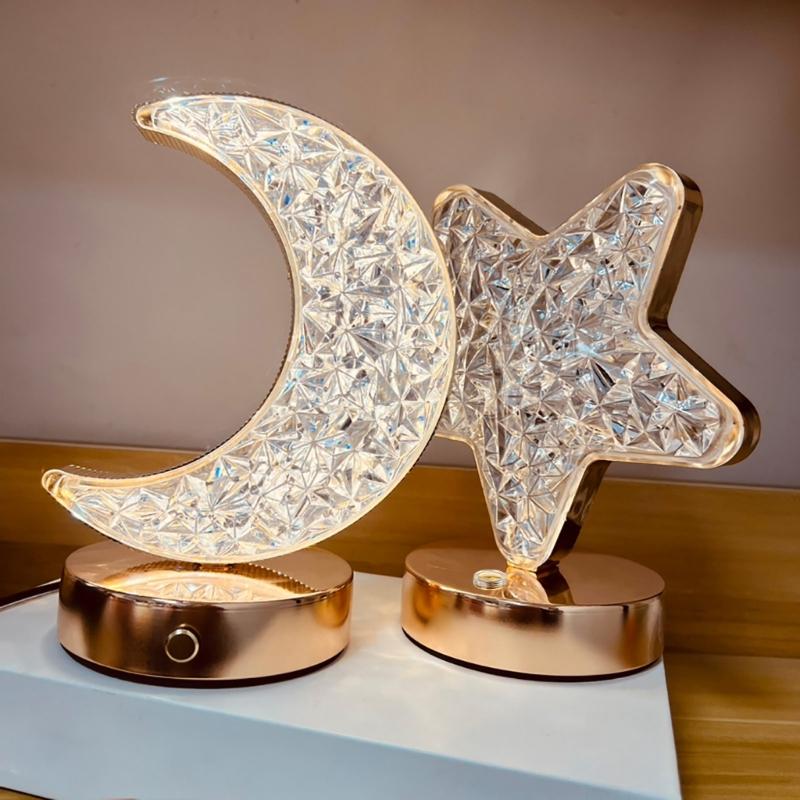 Bedroom Crystal Touch Dimming NightLight Girl Room Home Decorations Aesthetics USB Table 3D Moon Lamp