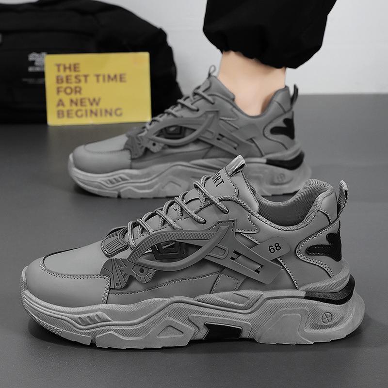 Fashion Platform Male Sneakers 2024 Autumn Men's Shoes Trend All-match Heigh Sports Shoes Design Patchwork Pattern Running Shoes for Men