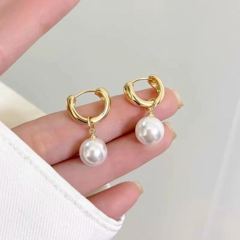 Trend Korean Kpop  Color Simple Cute Pearl Ear Clasp Hoop Earrings For Women Tiny Earring Wedding Party Jewelry Gifts