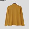 INCERUN Autumn Spring Men Zip-up Neck Long Sleeve Casual Rib Pullovers Tops