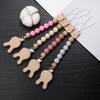 Cartoon Animal Beech Wooden Pacifier Baby Pacifier Clip Nipple Holder Dummy Holder Pacifier Clip for Baby Newborn Toys Accessory