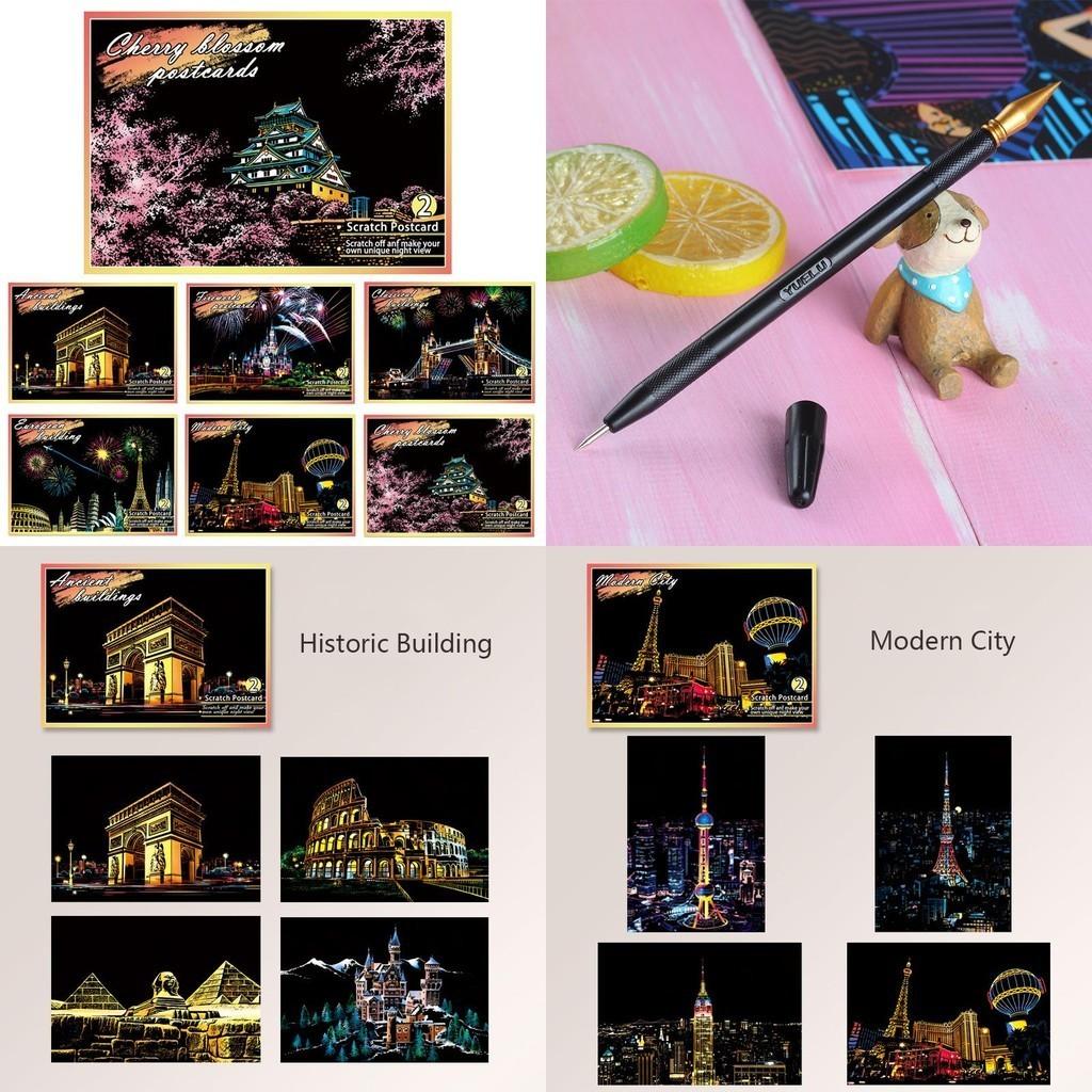 Colorful Night View Magic Scratch Art Painting Paper Kit Perfect For Young Artists And Gift Giving