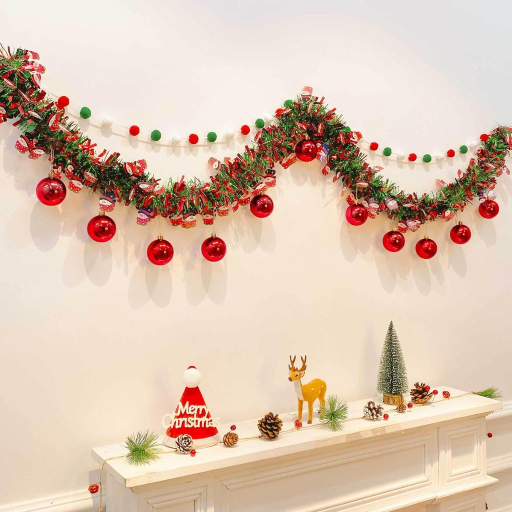 Christmas Tinsel Garland for Tree Ornaments and Wall Decor