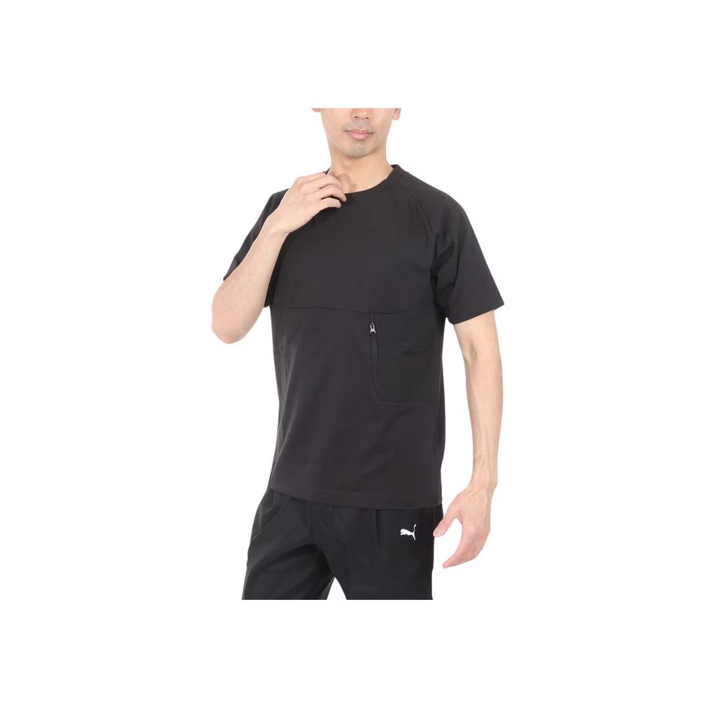 Puma Tech Pocket Tee Solid Color Casual Cut Design Round Neck Short Sleeve T-Shirt Men Tops Black 626155-01
