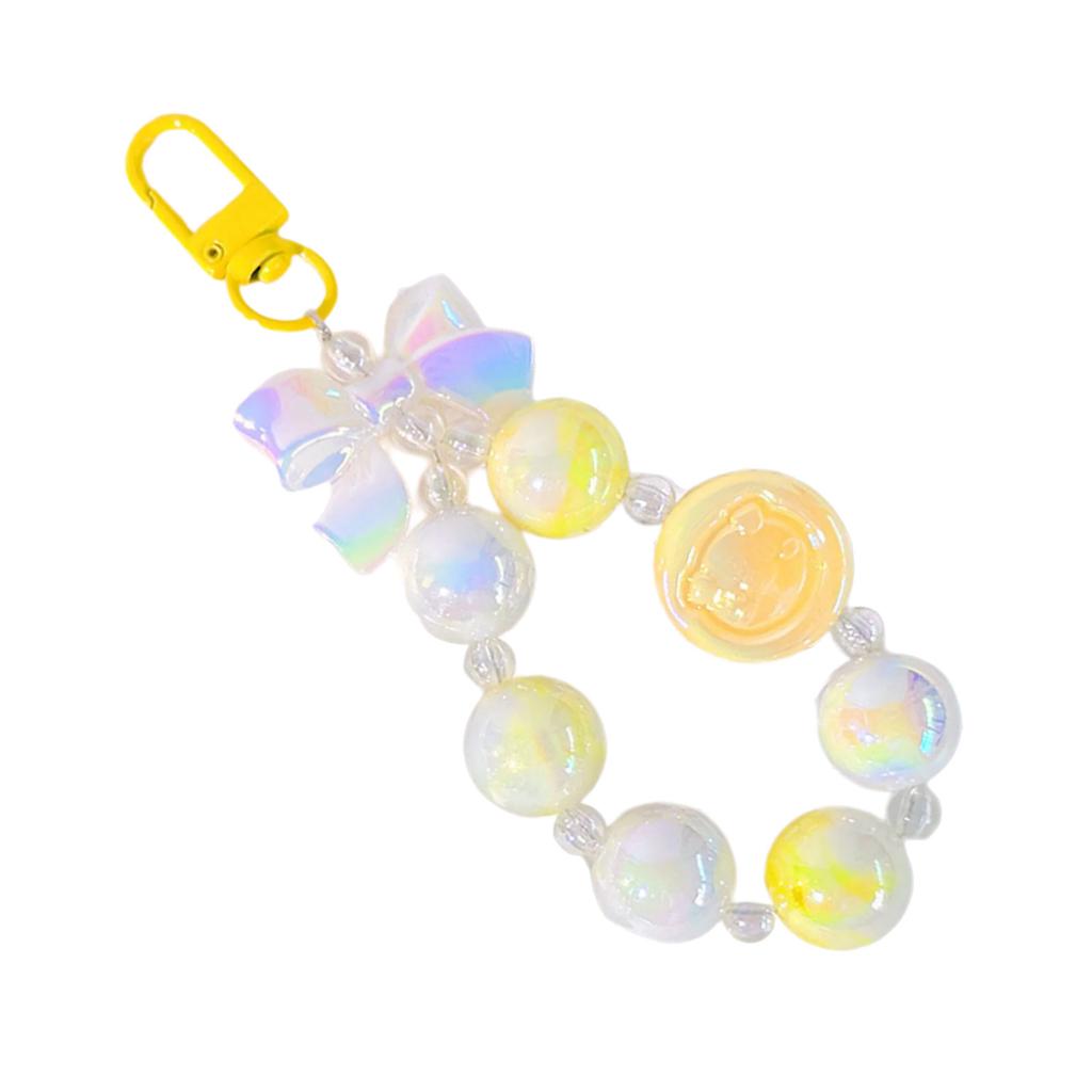 Cute Pig Keychain With Calcium Tablet Distinctive Keychain Pendant Jewelry Stylish Beaded Bowknot Key Rings Adornment
