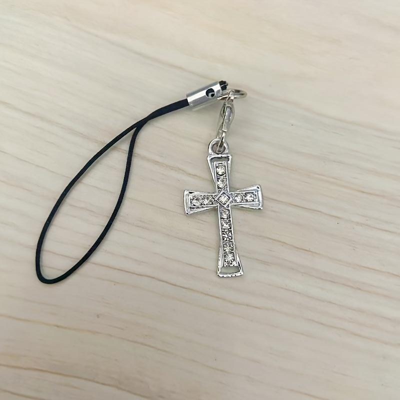 

1 шт. Сплав, инкрустированный искусственным стразом, Крест-подвеска для телефона, Шнурок для телефона, Аксессуар для DIY сумки. Аксессуары для мобильного телефона For Type-C серебряный