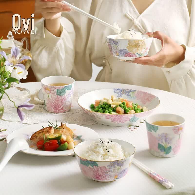 Aowei Jingdezhen White Porcelain Dinnerware Set