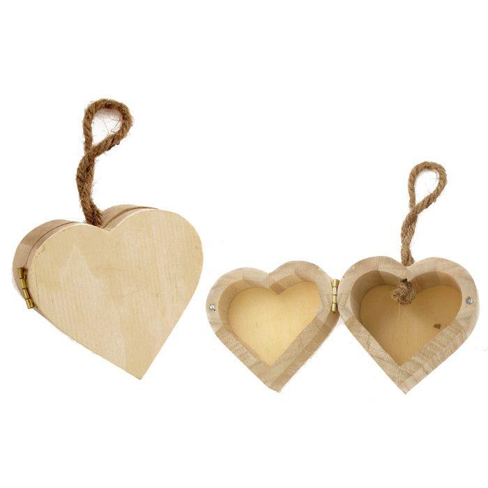 Boite en bois à suspendre Coeur 7.5 x 7.5 H 5 cm