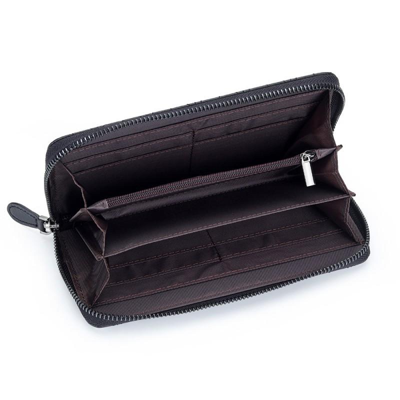 Sheepskin Embroidered Wrinkled Long Wallet Women Large Capacity Multi-slot Hand-held Zipper Bag