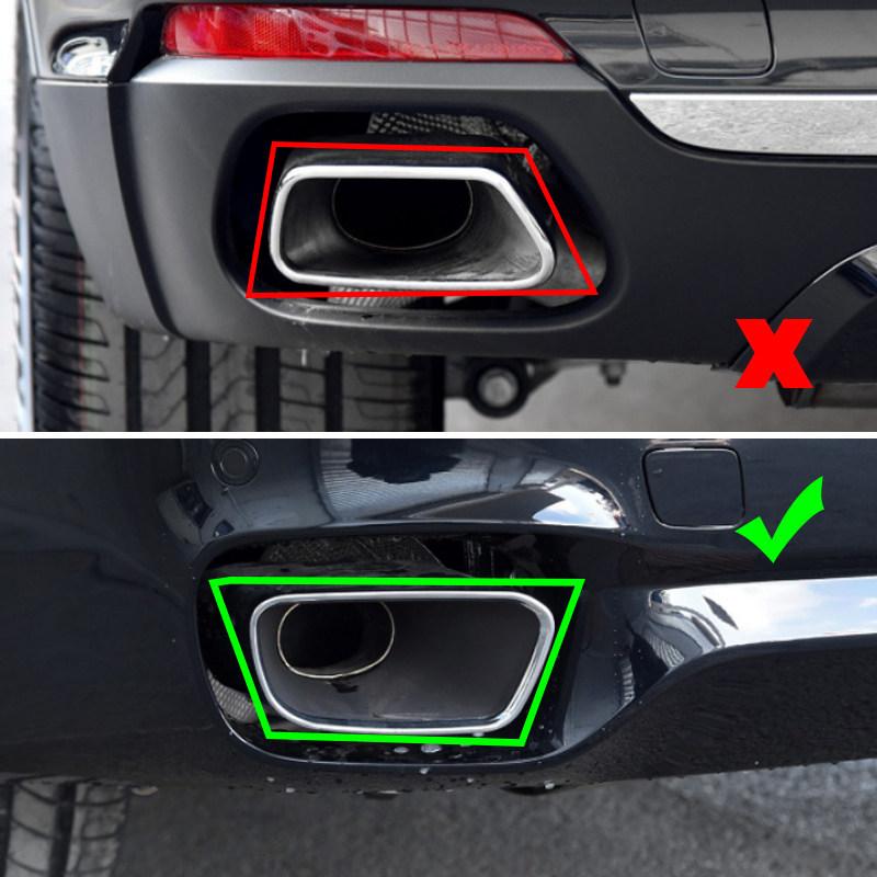 Für BMW X5 F15 X6 F16 2015 - 2018 M Sport Edelstahl Auto Auspuffendrohr Ausgangsabdeckung Teile Zierleiste Glänzend Schwarz