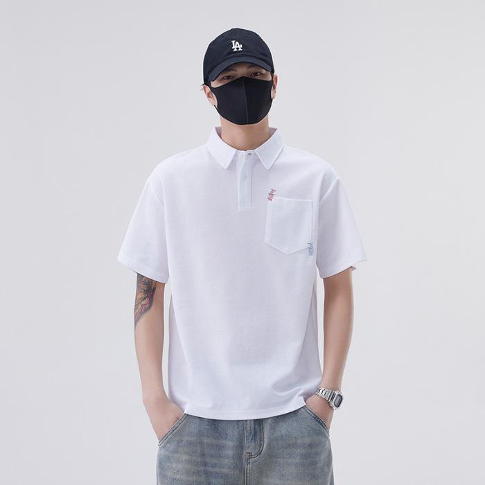 New Summer Men's Short-sleeved POLO Shirt Loose Teen Top with Collar Short-sleeved