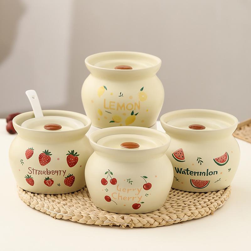 Ceramic Earthen Pot with Lid for Stews & Double Boiled Dishes - Single-Serve Steamed Egg Cup Included