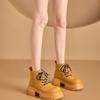 Women's Ankle Boots and Short Boots Thick-soled Casual Yellow Women Boots Plus Size Lace-up  Motorcycle Boots Female