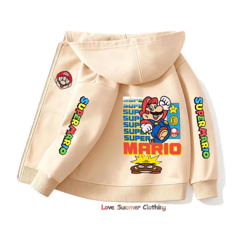 Mikina s kapucí na zip Kawaii Dětská Streetwear Mario Dětská mikina Mario Luis Zip Dětská mikina Dívčí Chlapecký top Mikina