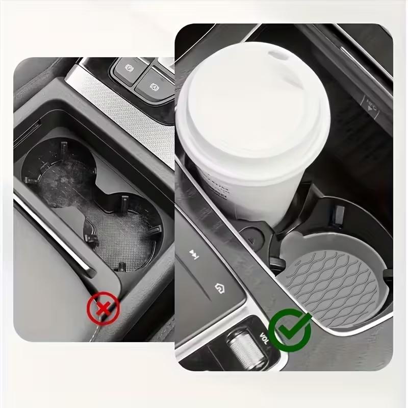 2-Piece Silicone Car Coasters – Non-Slip, Heat-Resistant, Interior Accessories, Gray & Black Options