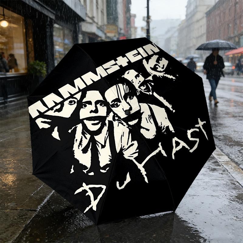 Rammstein Music 8 Ribs 3Fold Black Glue Uv Protection Umbrella Sun Protection Rainproof Compact Folding Umbrella For Travel Daily Use C923753