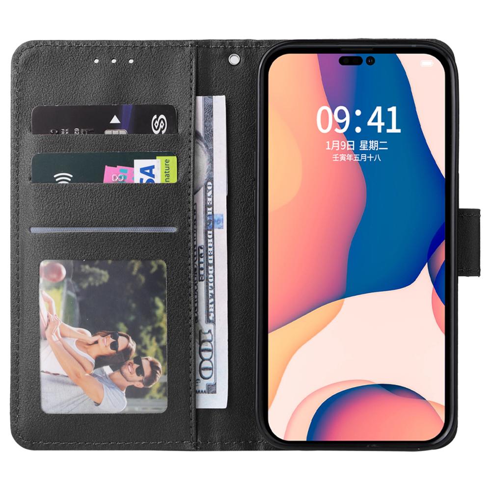 For iPhone 15 Pro Max Wallet Phone Case Stand Cover Scratch-Resistant Flip PU Leather Phone Shell