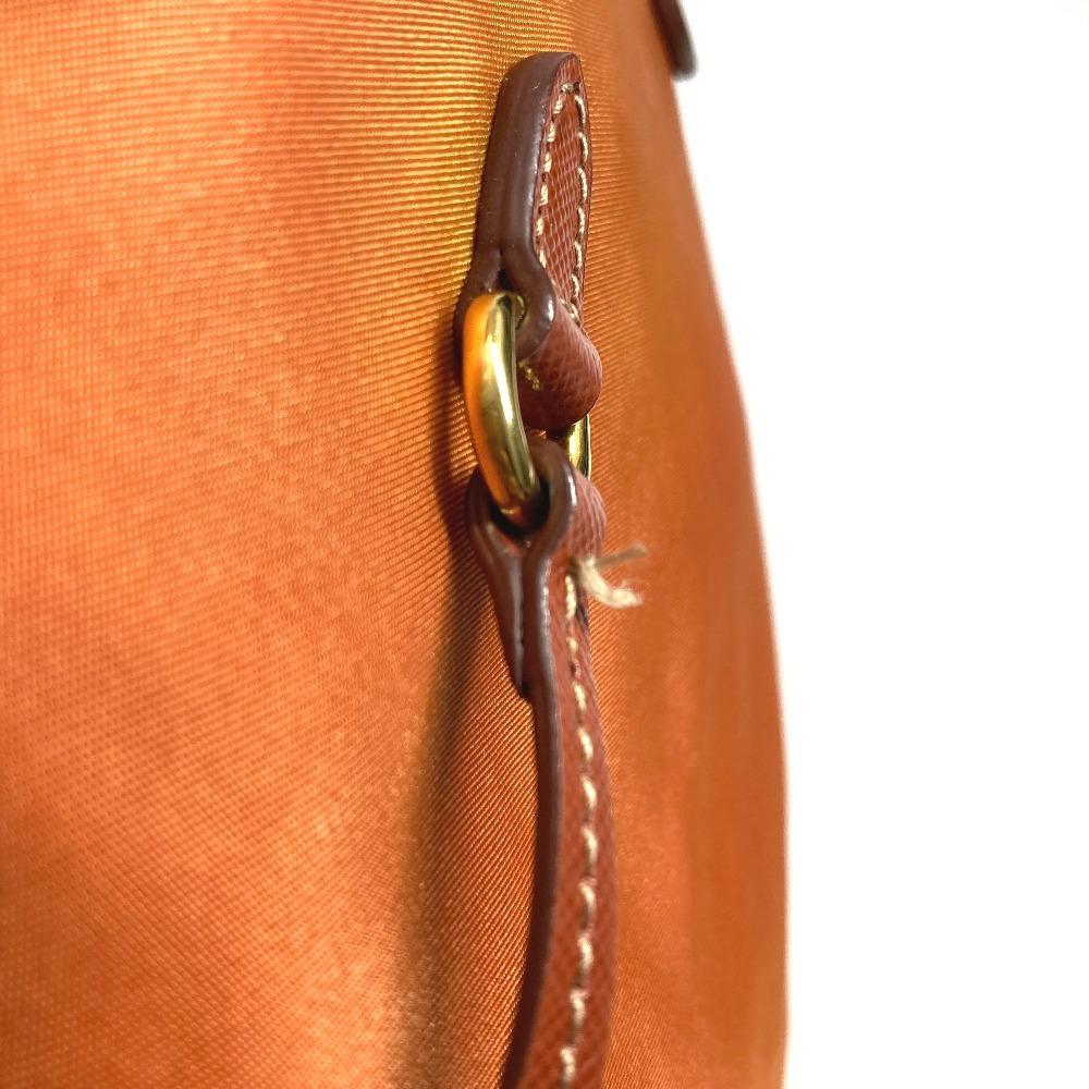 PRADA BR4001 triangle logo plate Tote Bag Shoulder Bag Leather / Nylon Orange