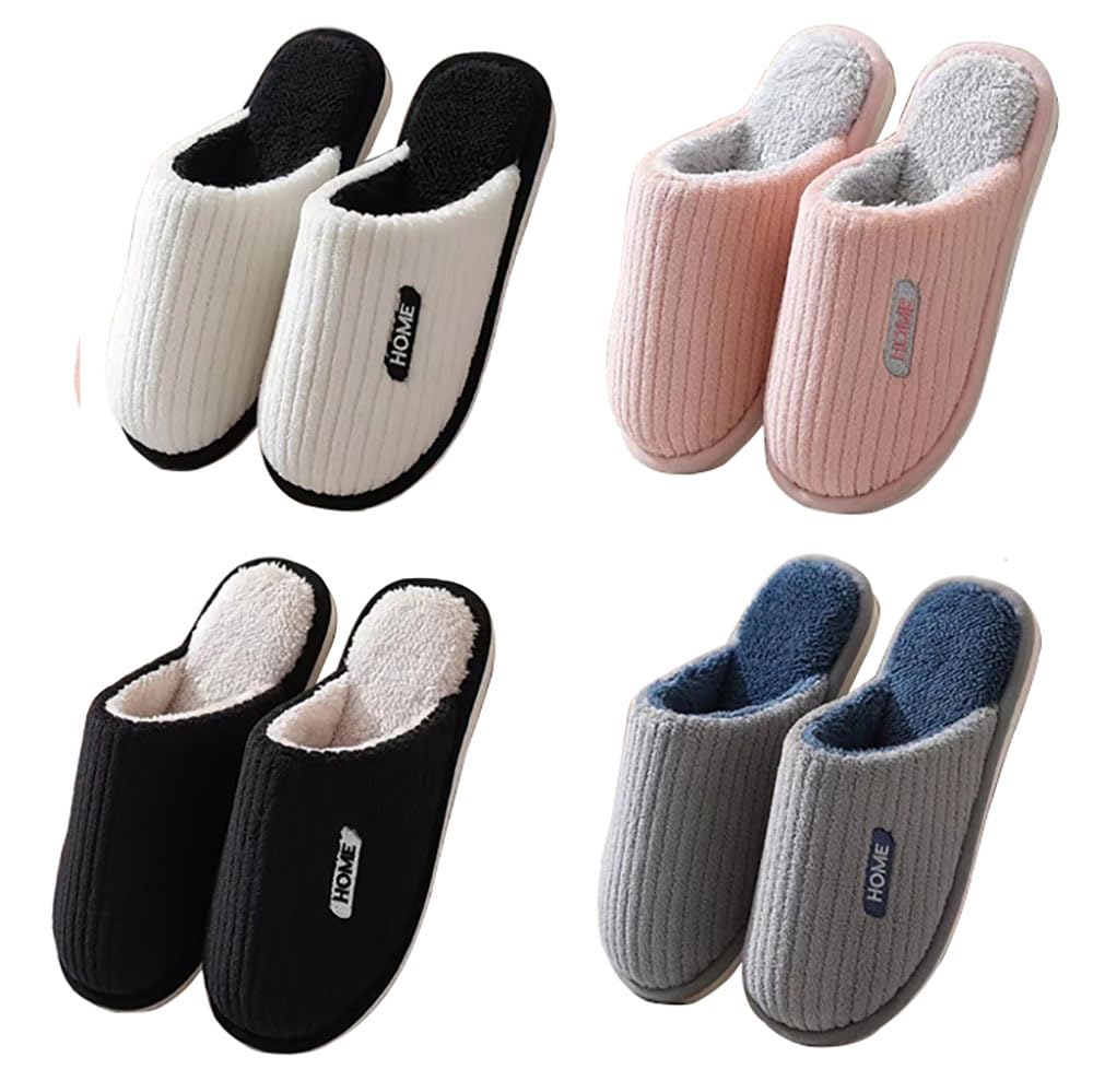 Set of 4 House Slippers for and Room Slippers for Rooms and Cute [TSYMQCR] Nordic-style Guests, Women's Men's, Fluffy, Washable, Stylish, Warm,