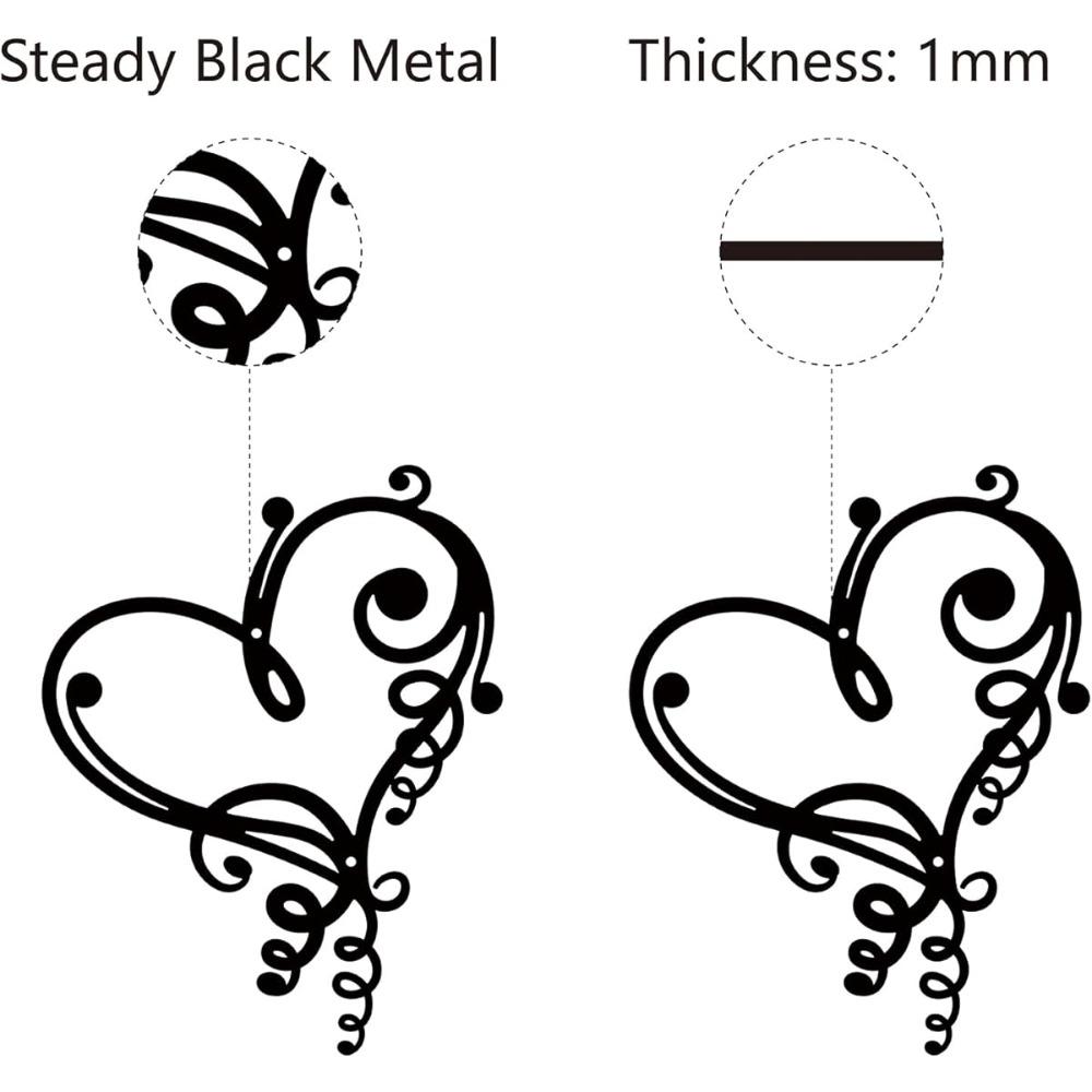 Metal Heart Wall Decor Iron Art Scroll Vintage Hanging Indoor Outdoor Gift