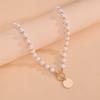 Personalized Geometric Disc Pendant Pearl Ladies Collarbone Chain Necklace