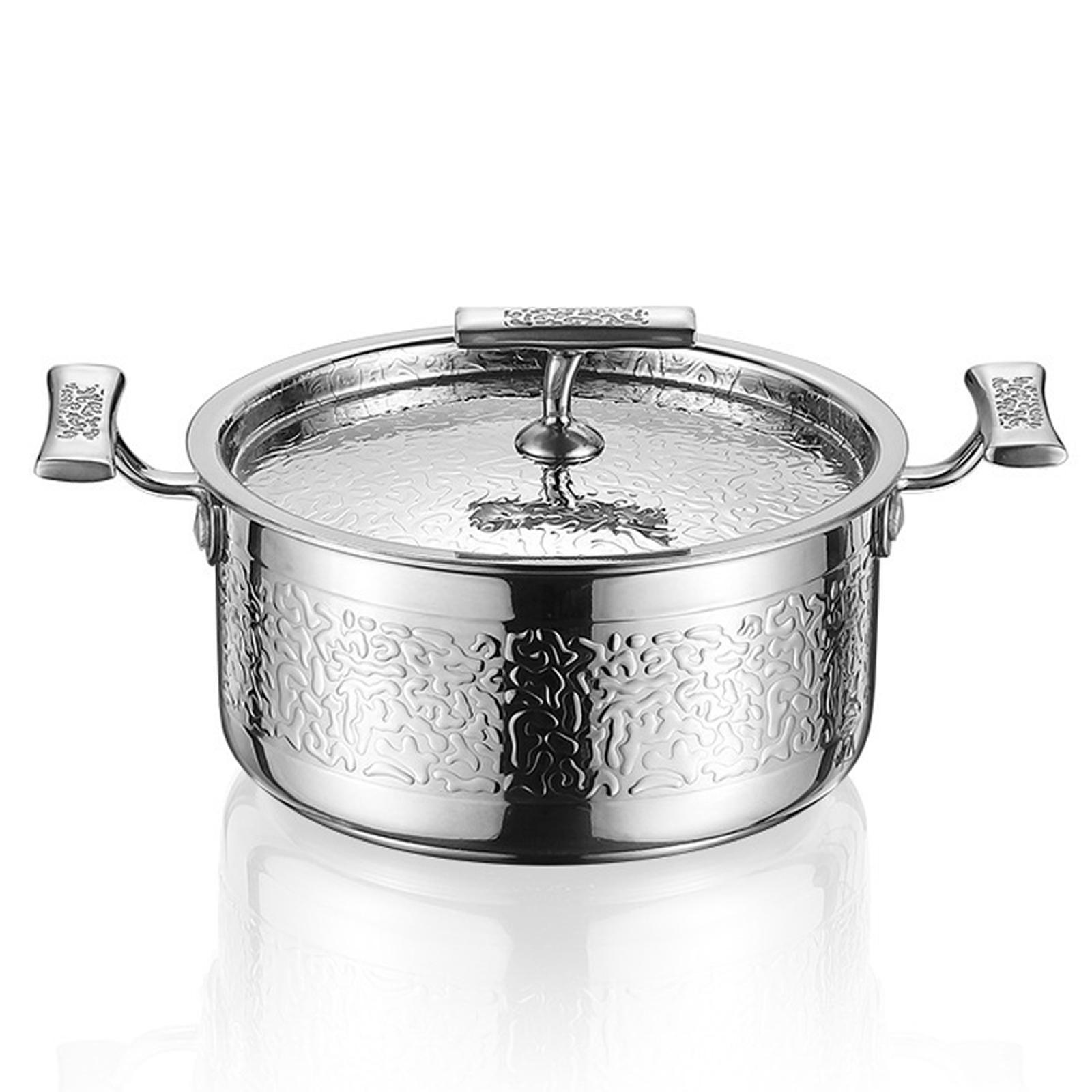 

Одинарный хот-пот, прочный маленький корейский рамэн-горшок, портативная универсальная кухонная посуда, кастрюля с крышкой для ресторана, пикника, дома серебряный