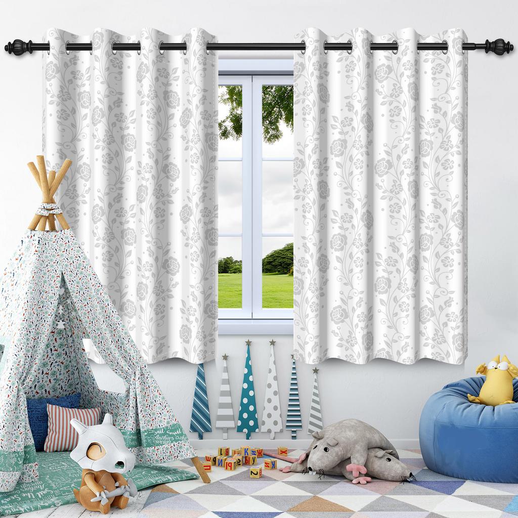 Wildflowers Floral Green Plants Window Curtains Blackout Washable Polyester Fabric Bedroom Living Room Home Decor Curtain 2 Pcs