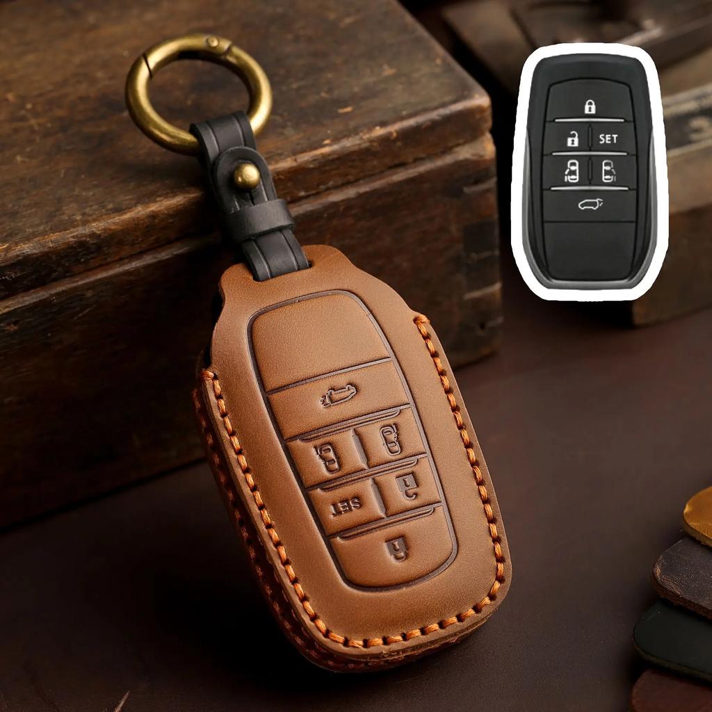 For TOYOTA Sienna RAV4 VENZA Mirai Hybrid Vehicles Alphard PREVIA Voxy Keyless Go Remote Leather Car Key Cover Case Keychain Set