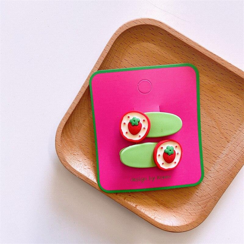 2ks Kawaii Summer Akrylová pryskyřice Jehlice do vlasů Kreslený Candy Color Sponky do vlasů Barrettes Pokrývka hlavy Dívčí Dětské Vlasové doplňky